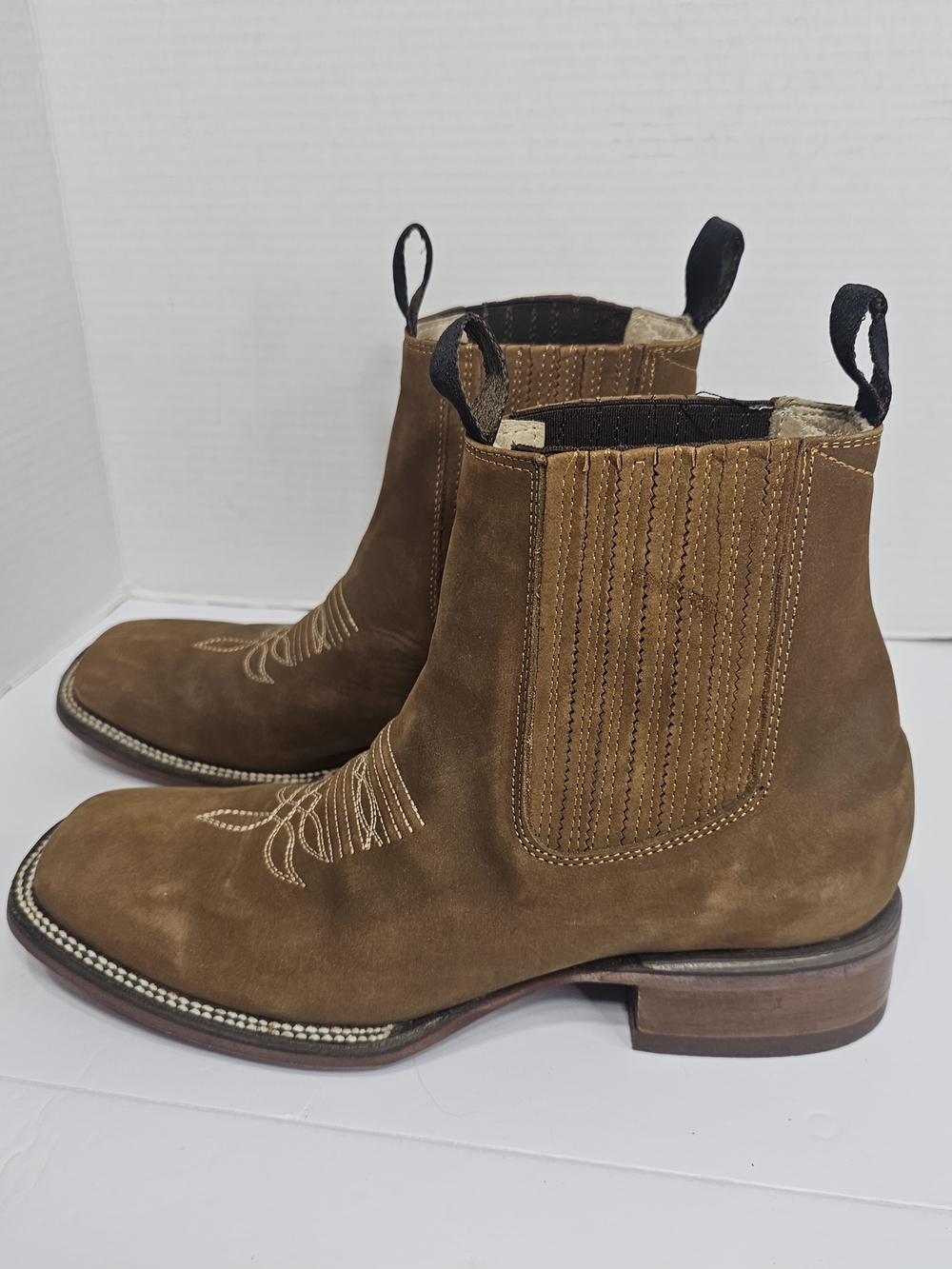 Men's Brown Suede Chelsea Western Ankle Leather Boots DALTON SZ 8 US 7MX